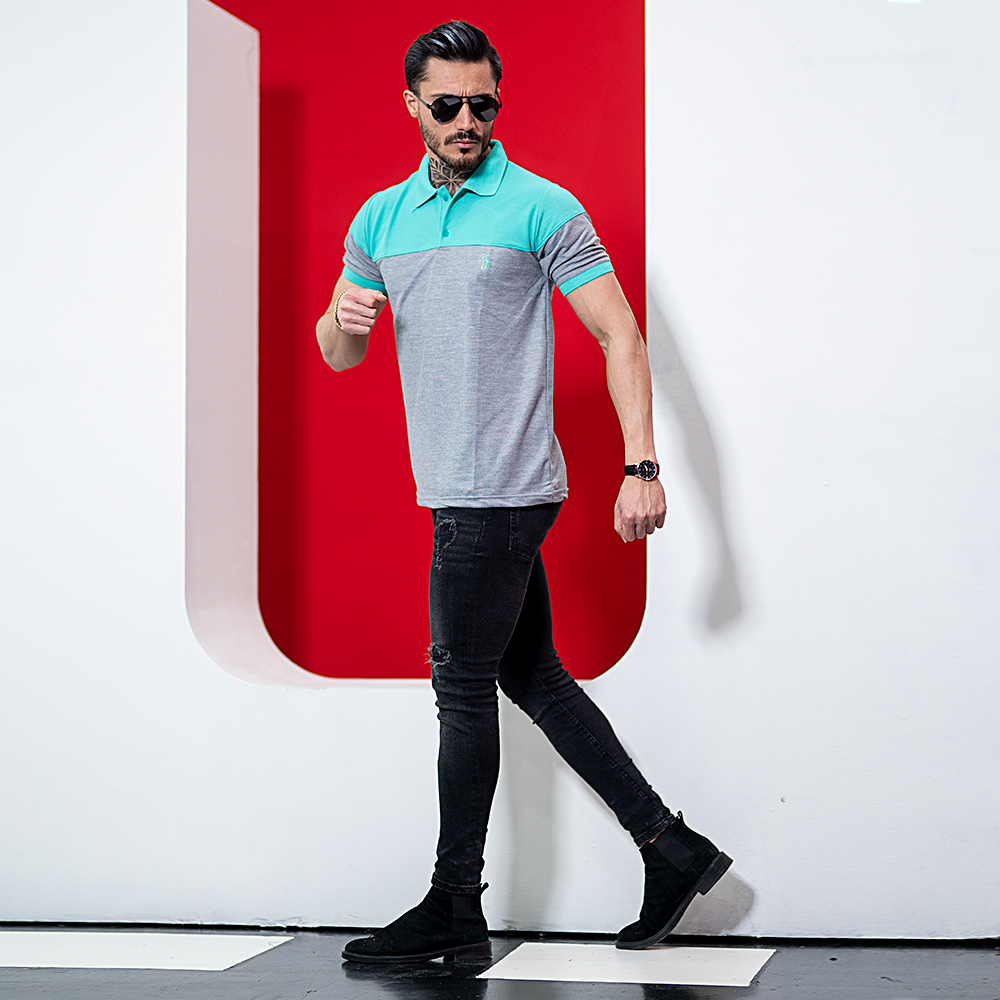 پولو شرت polo طوسی سبز